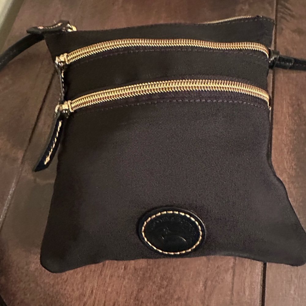 Dooney & Bourke Black Crossbody Bag with Gold Accents